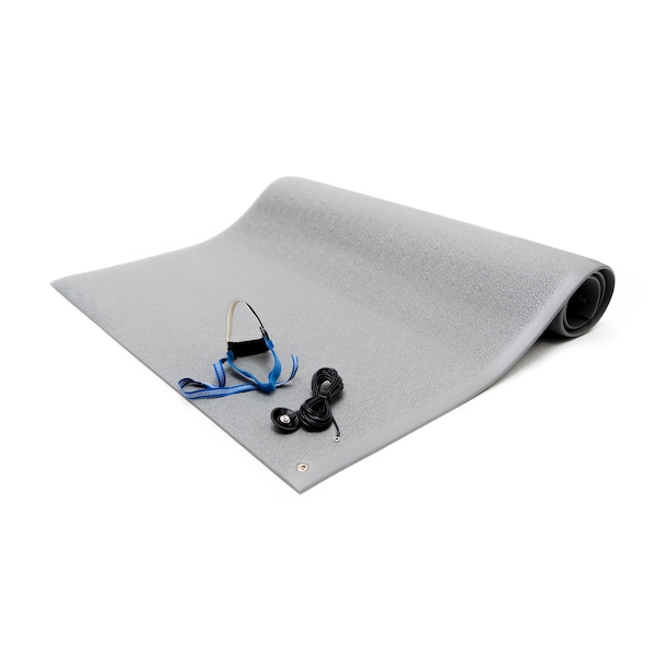 Antifatigue Mat, 6 ft. L x 3 ft. W, 0.375 in. Thickness, Gray